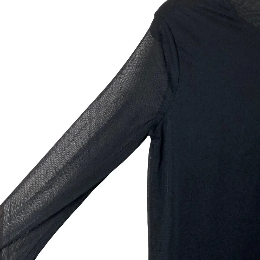Vintage Carmen Marc Valvo Women Sz XS Black Sheer‎ Layered Slits Stretch Blouse - Picture 3 of 7
